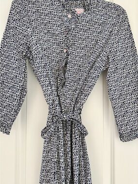 Lilly Pulitzer Navy & White Printed Tie-Waist Shirt Dress